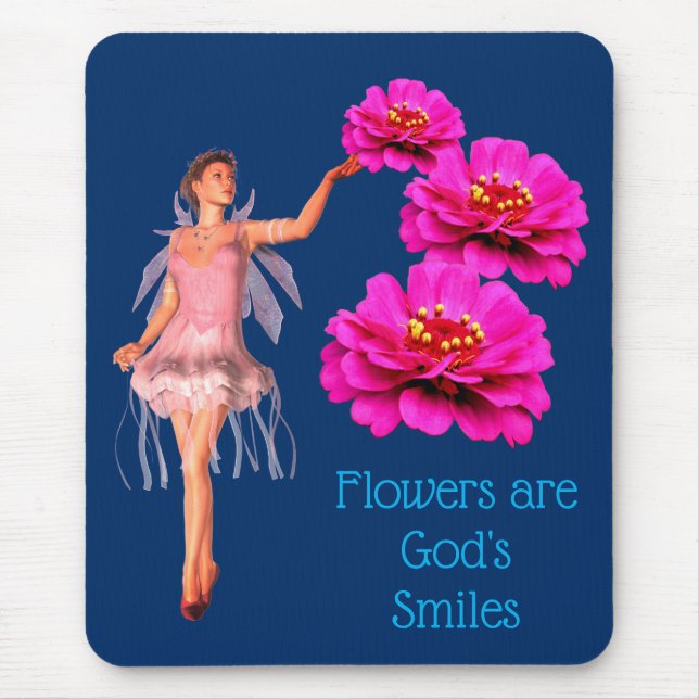 Fairy Zinnia Blume Gottes Lächeln Inspiration Mousepad (Vorne)