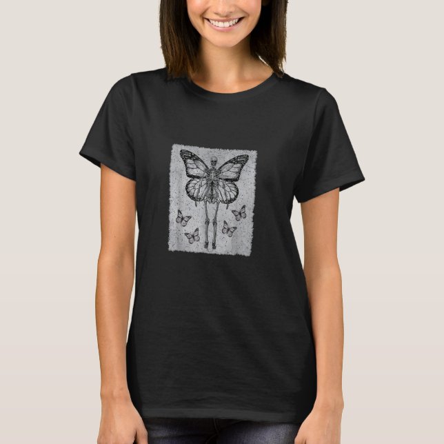 Fairycore Aesthetic Gothic Butterfly Skeleton Fair T-Shirt (Vorderseite)