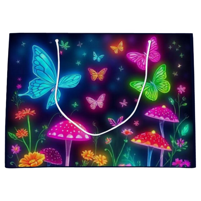 Fairycore-Butterflies-Blume und Pilze Große Geschenktüte (Vorderseite)
