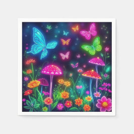 Fairycore-Butterflies-Blume und Pilze Serviette