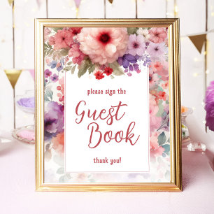 Fairycore Garden Birthday Party Guest Book Sign Poster