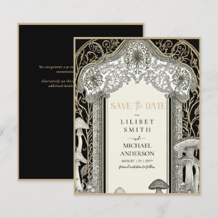 Fairycore Save the Date Black Gold Woodland