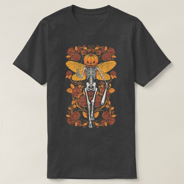 Fairycore Skeleton Butterfly Fairy Gothic Hallowee T-Shirt (Design vorne)