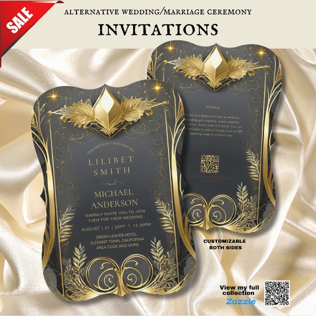 FAIRYCORE WEDD INVITAATIONS FAIRYTALE BLACK GOLD EINLADUNG (Von Creator hochgeladen)