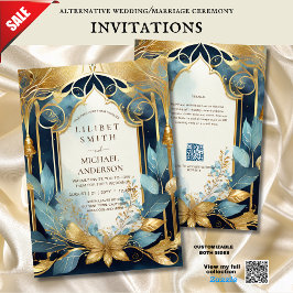 FAIRYCORE WEDD INVITATION FAIRYTALE AQUAMARIN GOLD EINLADUNG