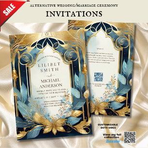 FAIRYCORE WEDD INVITATION FAIRYTALE AQUAMARIN GOLD EINLADUNG
