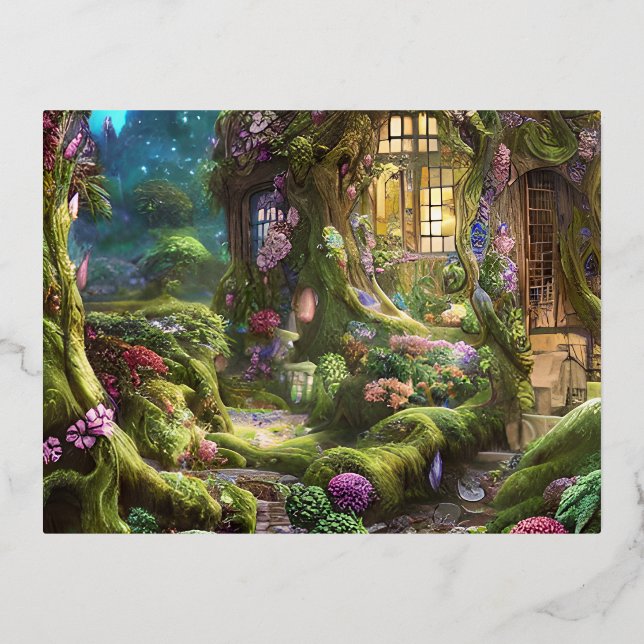 Fairyland Forest Graphic Folien Feiertagspostkarte (Vorderseite)