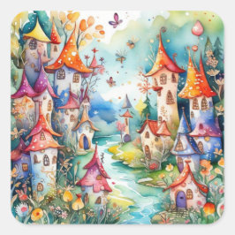 Fairyland Magic Castle Quadratischer Aufkleber