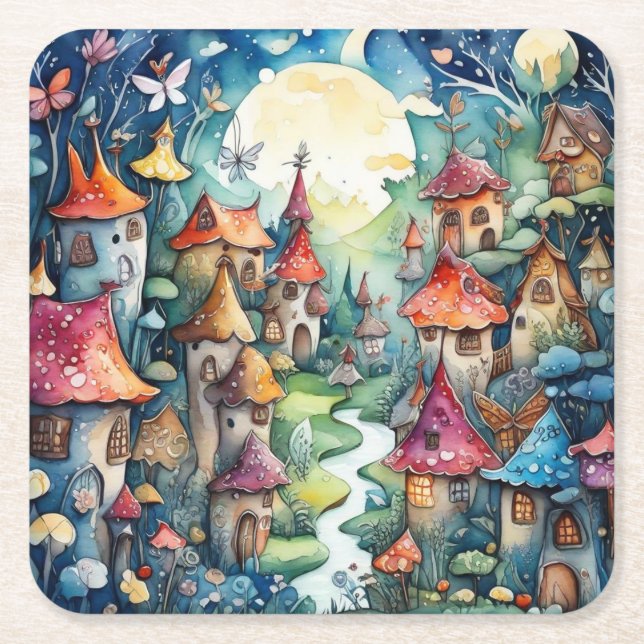 Fairyland Magic Castle Rechteckiger Pappuntersetzer (Vorderseite)