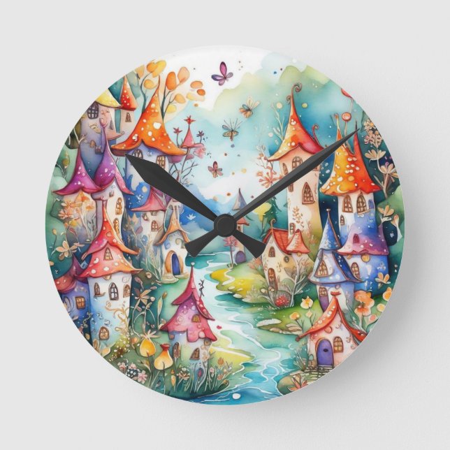 Fairyland Magic Castle Runde Wanduhr (Vorderseite)