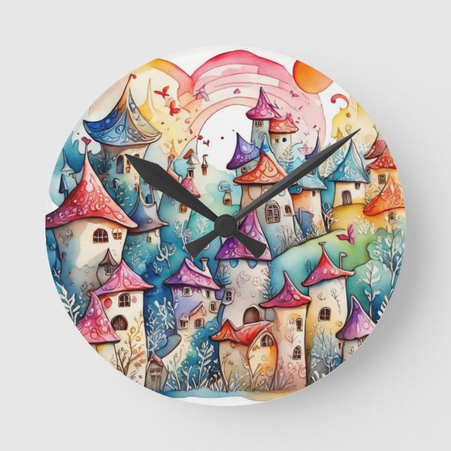 Fairyland Magic Castle Runde Wanduhr (Vorderseite)