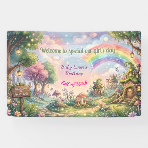 Fairyland Regenbogen-Magie-Wunsch-Mädchen-Geburtst Banner