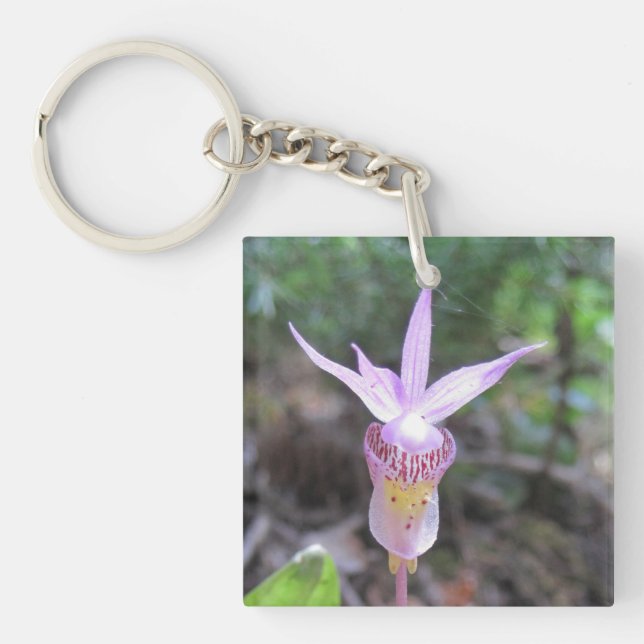 Fairyslipper Orchid-Blume Schlüsselanhänger (Vorderseite)