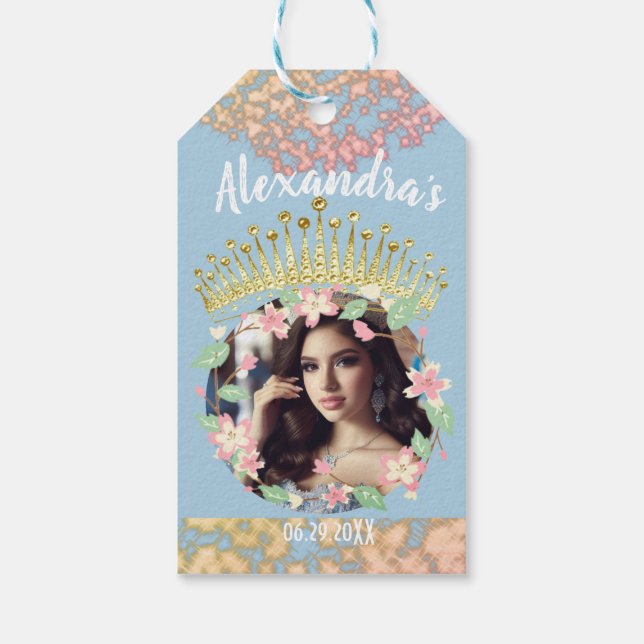 Fairytale 16 . Geburtstag Princess Foto Vielen Dan Geschenkanhänger (Rückseite)