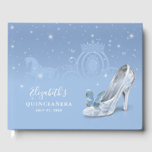 Fairytale Baby Blue Silver Aschenella Quinceañera Gästebuch