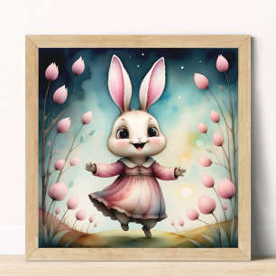 Fairytale Bunny Girl Niedliches Kinderposter Poster