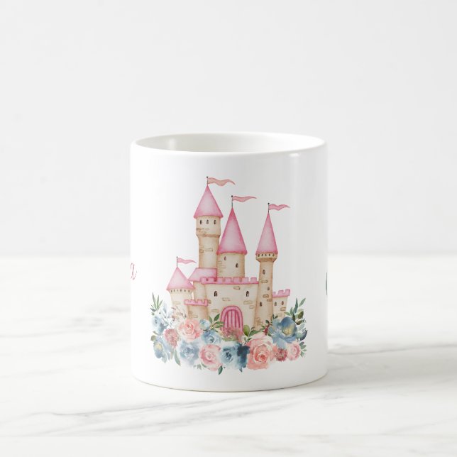Fairytale Burg Fantasy Monogram Name Floral Kinder Kaffeetasse (Mittel)
