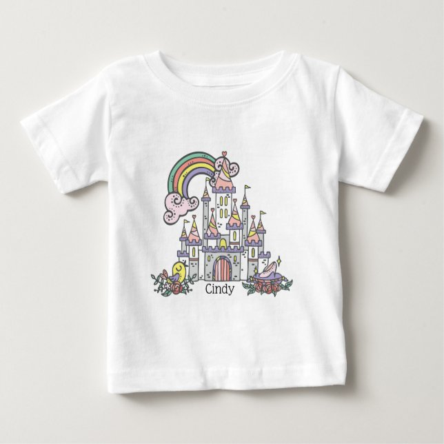 Fairytale Burg Individuelle Name Princess Baby T-shirt (Vorderseite)