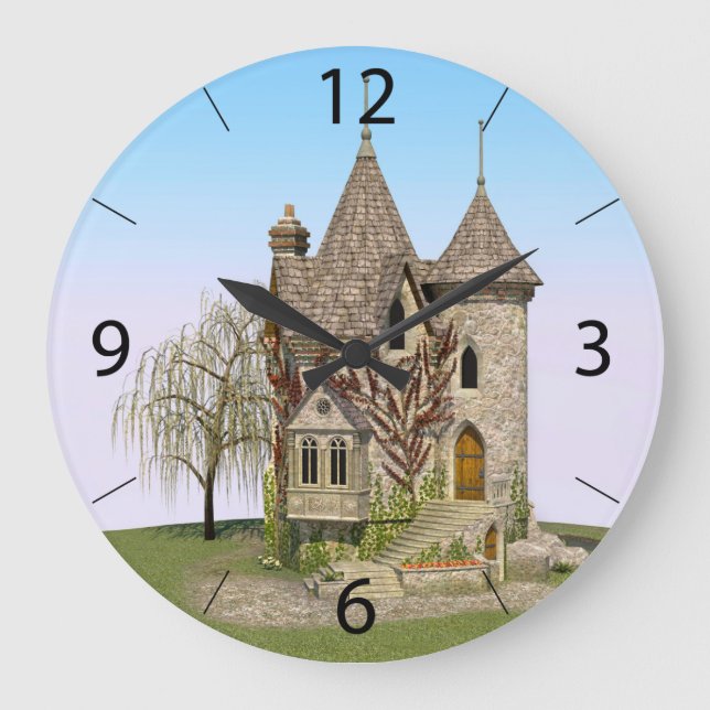 Fairytale Burg Perfekt zum Geburtstag und Fantasy- Große Wanduhr (Vorderseite)