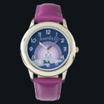 Fairytale Burg und Unicorn Personalisiert Armbanduhr<br><div class="desc">Märchenhafte Landschaft mit Burg und personalisierter Mädchenuhr.</div>