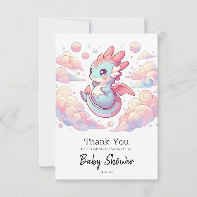 Fairytale Dragon Baby Dusche Dankeskarte (Vorderseite)