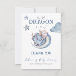 Fairytale Dreamy Blue Dragon Baby Shower Dankeskarte