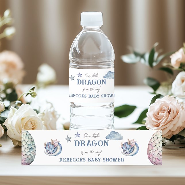 Fairytale Dreamy Dragon Baby Dusche Wasserflaschenetikett (Von Creator hochgeladen)