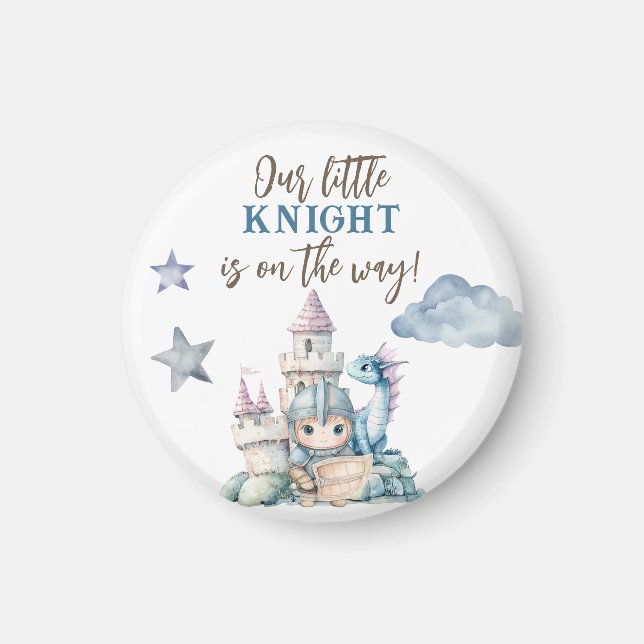 Fairytale Dreamy Dragon Blue Knight Baby Dusche Magnet (Vorne)