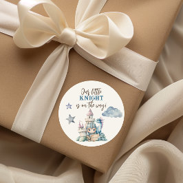 Fairytale Dreamy Dragon Blue Knight Baby Dusche Runder Aufkleber