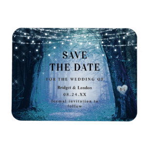 Fairytale Enchanted Forest Blue Save The Date Magnet