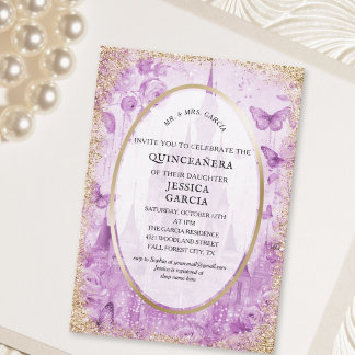 Fairytale Enchanted Forest  Castle Quinceañera  Einladung