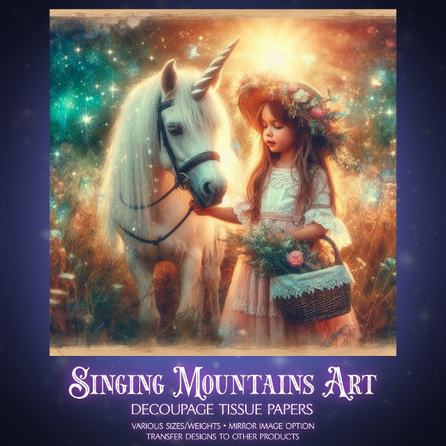 Fairytale Fantasy Unicorn With Girl Decoupage Seidenpapier (Von Creator hochgeladen)