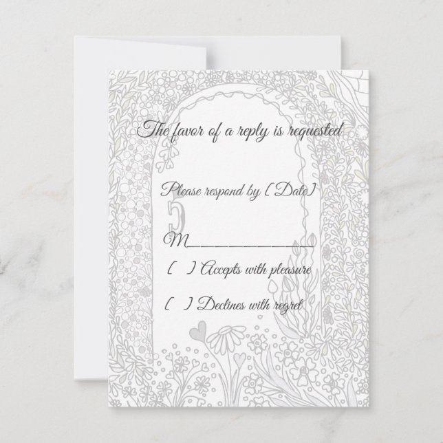 Fairytale Floral Garden Arch Wedding RSVP Card Karte (Vorderseite)
