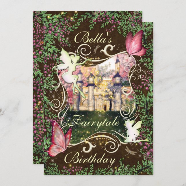 Fairytale Forest Enchanted Party Invitations Einladung (Vorne/Hinten)