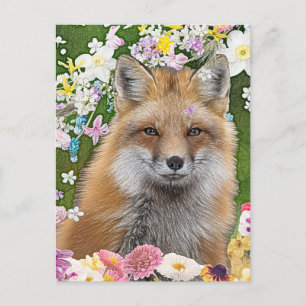 Fairytale Fox im Bereich der Blume Postkarte
