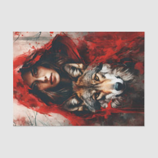 Fairytale Frau und ein Wolf-Dekodipage Seidenpapier