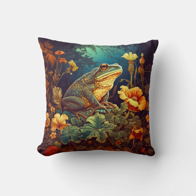 Fairytale Frog Pillow William Morris Inspiriert Kissen (Vorderseite)