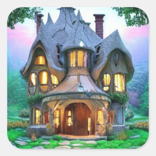 Fairytale House Square Sticker