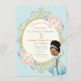 Fairytale Königliche Prinzessin Pink Aqua Girl Einladung