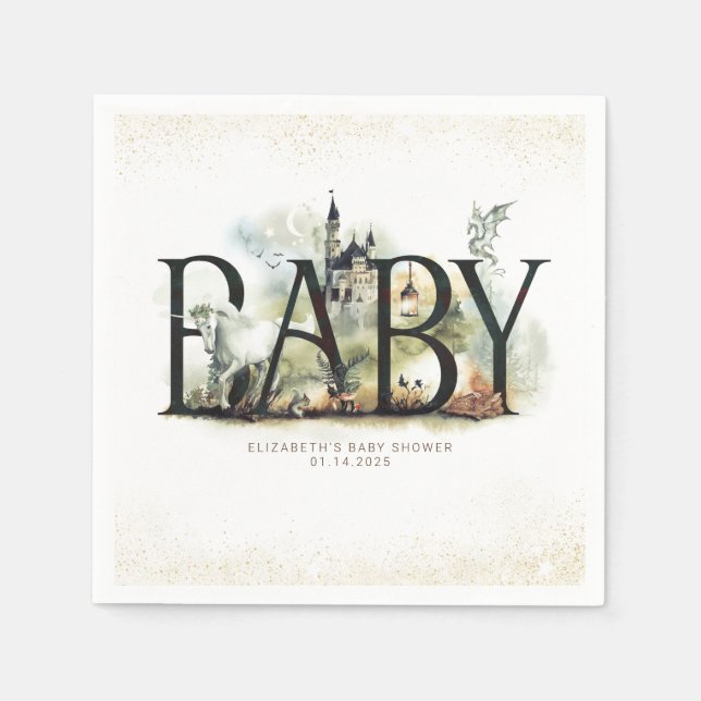 Fairytale Magic Baby Dusche Napkins Serviette (Vorderseite)