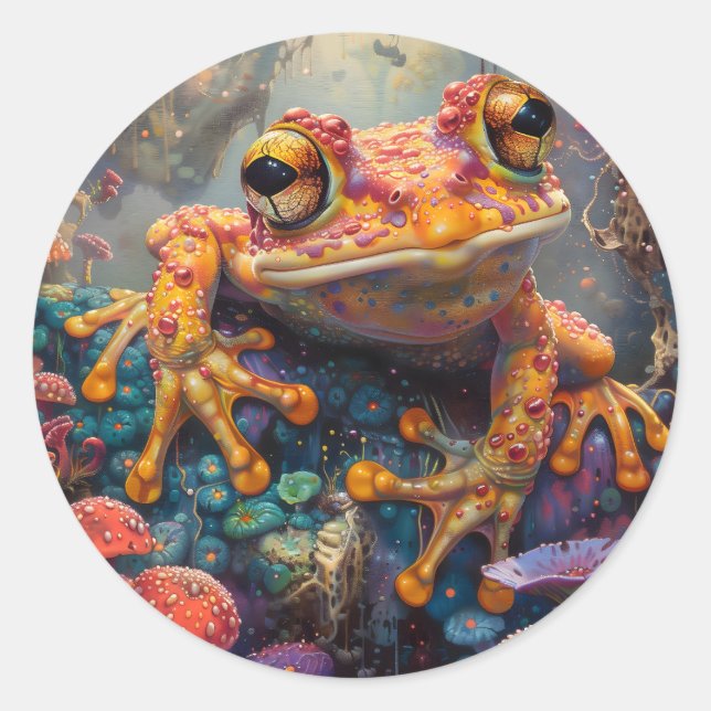 Fairytale magischer Frosch Runder Aufkleber (Vorderseite)