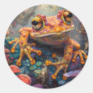 Fairytale magischer Frosch Runder Aufkleber