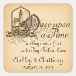 Fairytale Mittelalterliche Burg Ein perfektes Woch Quadratischer Aufkleber