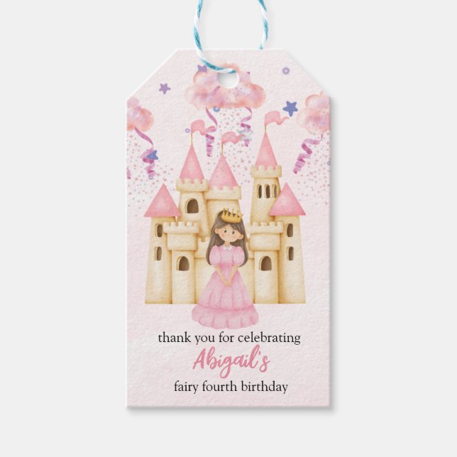 Fairytale Pink Castle Princess All Ages Birthday Geschenkanhänger (Vorderseite)