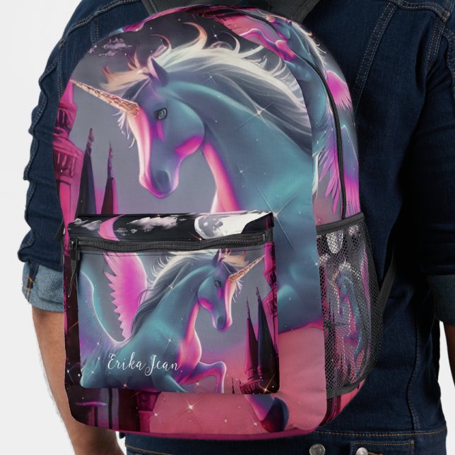 Fairytale Pink Watercolor Unicorn Bedruckter Rucksack (Von Creator hochgeladen)