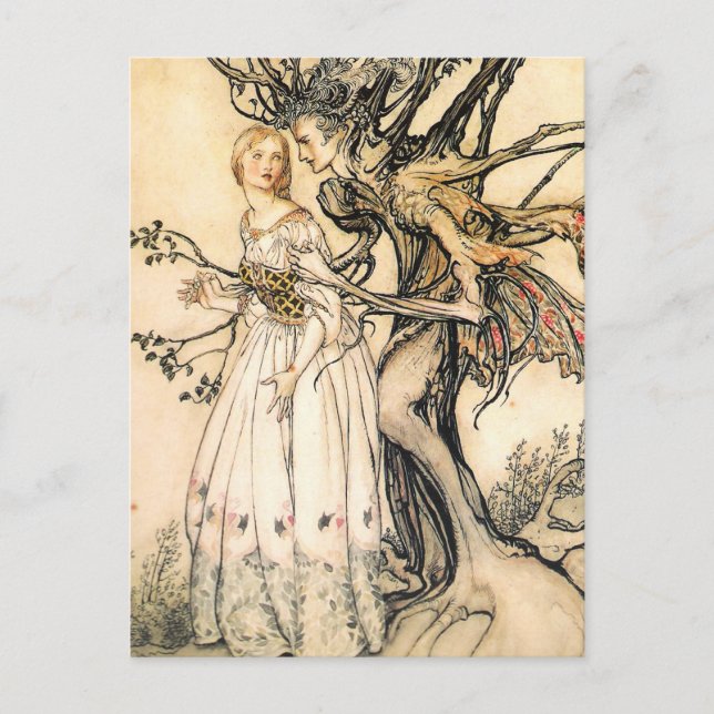 Fairytale Princess and Tree Elf Postcard Postkarte (Vorderseite)