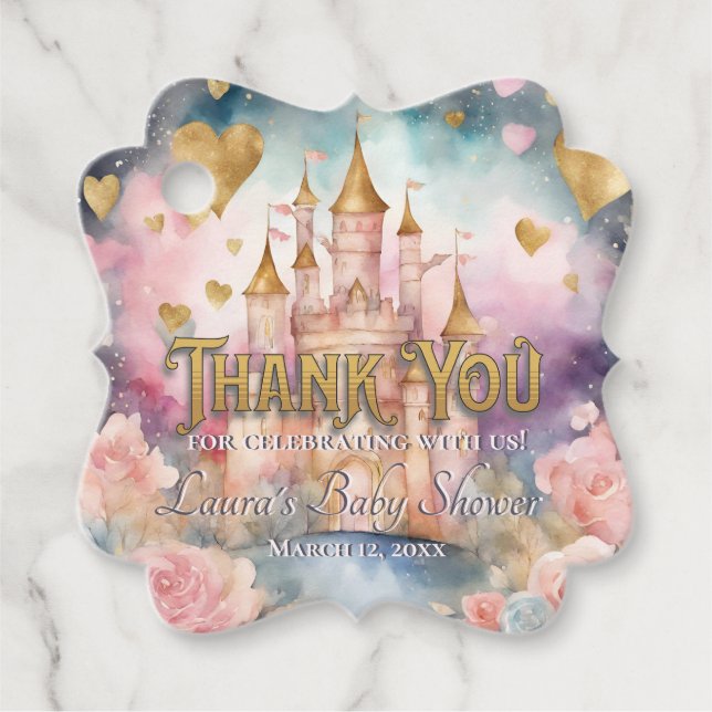 Fairytale Princess Baby Dusche Vielen Dank Geschenkanhänger (Vorderseite)