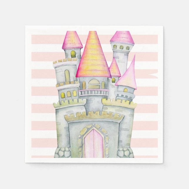 Fairytale Princess Burg Geburtstagsparty Serviette (Vorderseite)