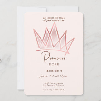 Fairytale Princess Crown Pink & Gold Geburtstag Einladung