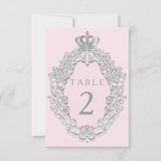 Fairytale Princess Crown Pink Tischnummer Card (Vorderseite)